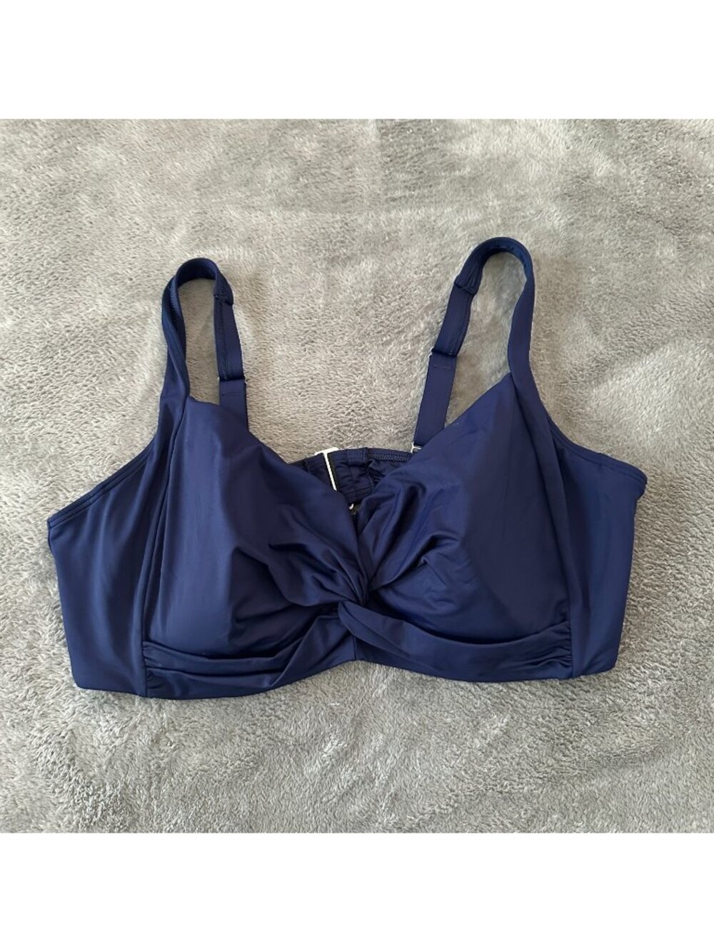 Lands' End Navy Blue Swimsuit Bikini Top Swim Plus Size 22W 22 W DD Cups